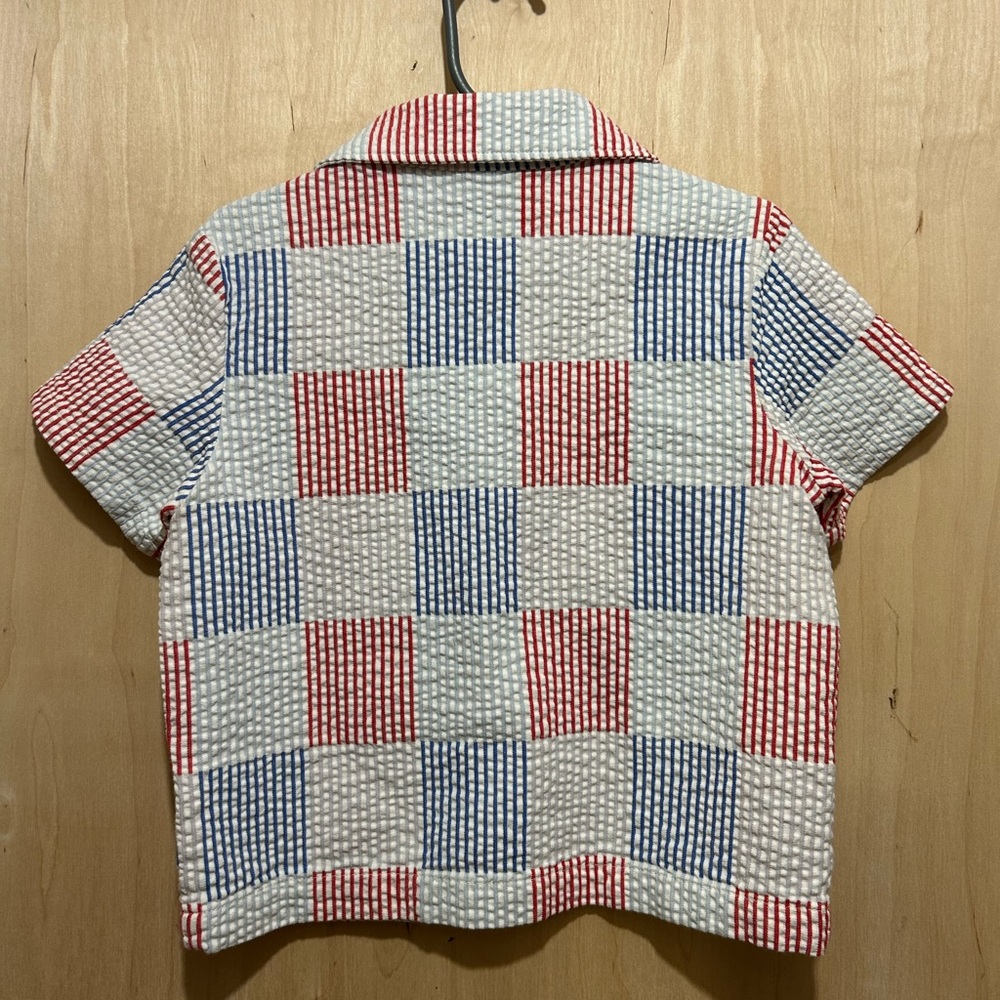 Old Navy Kids Seersucker Button-Down Shirt - Red, Blue, White - Picture 2 of 5